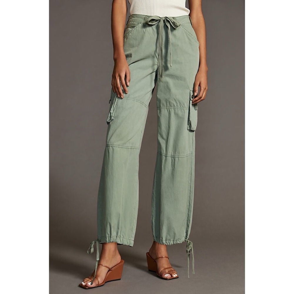 Anthropologie Pilcro High‎ Rise Wide Leg Cargo Pants in Green